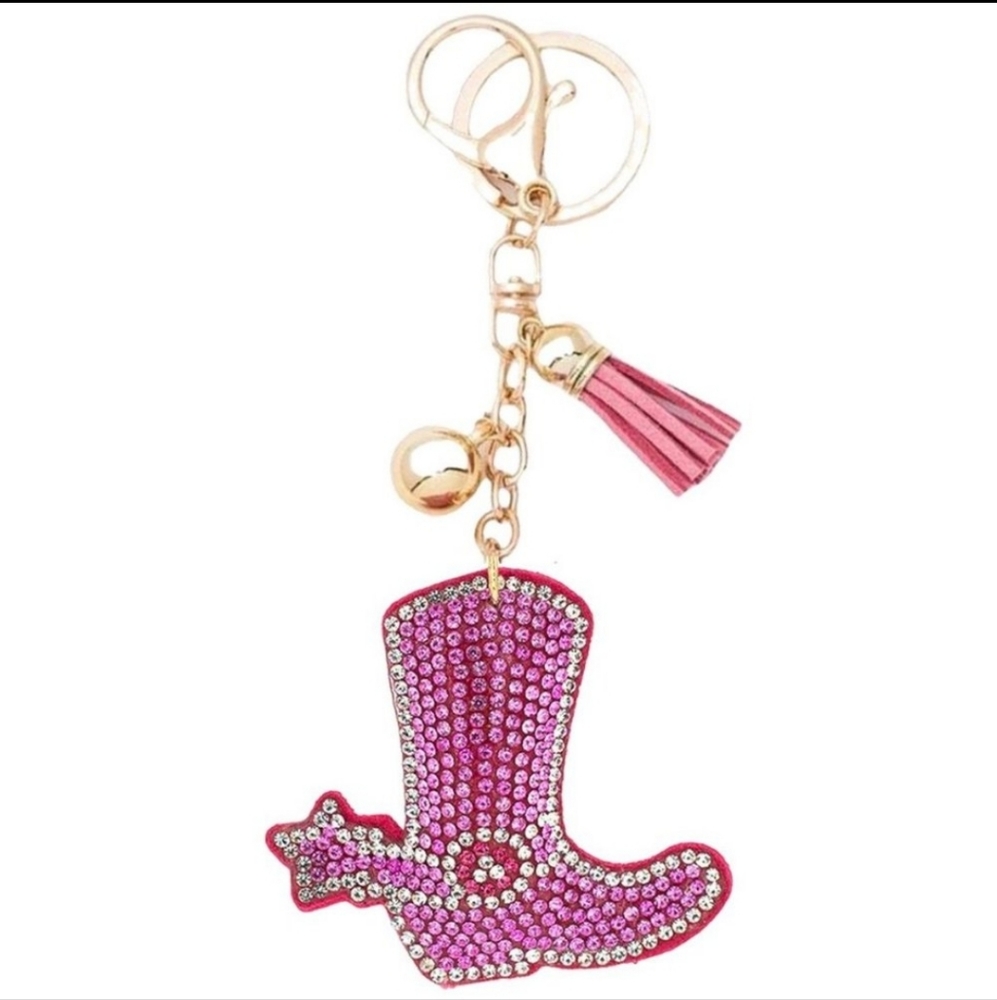 Pink‎ boot keychain or bag charm